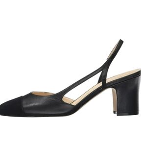 NEW! ANN TAYLOR Black Leather Cap Toe Slingback Heeled Pump 8.